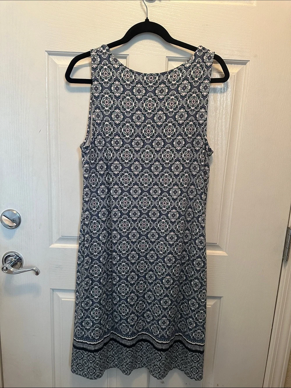 J. Jill Navy Blue Floral Medallion Tank Dress Size M